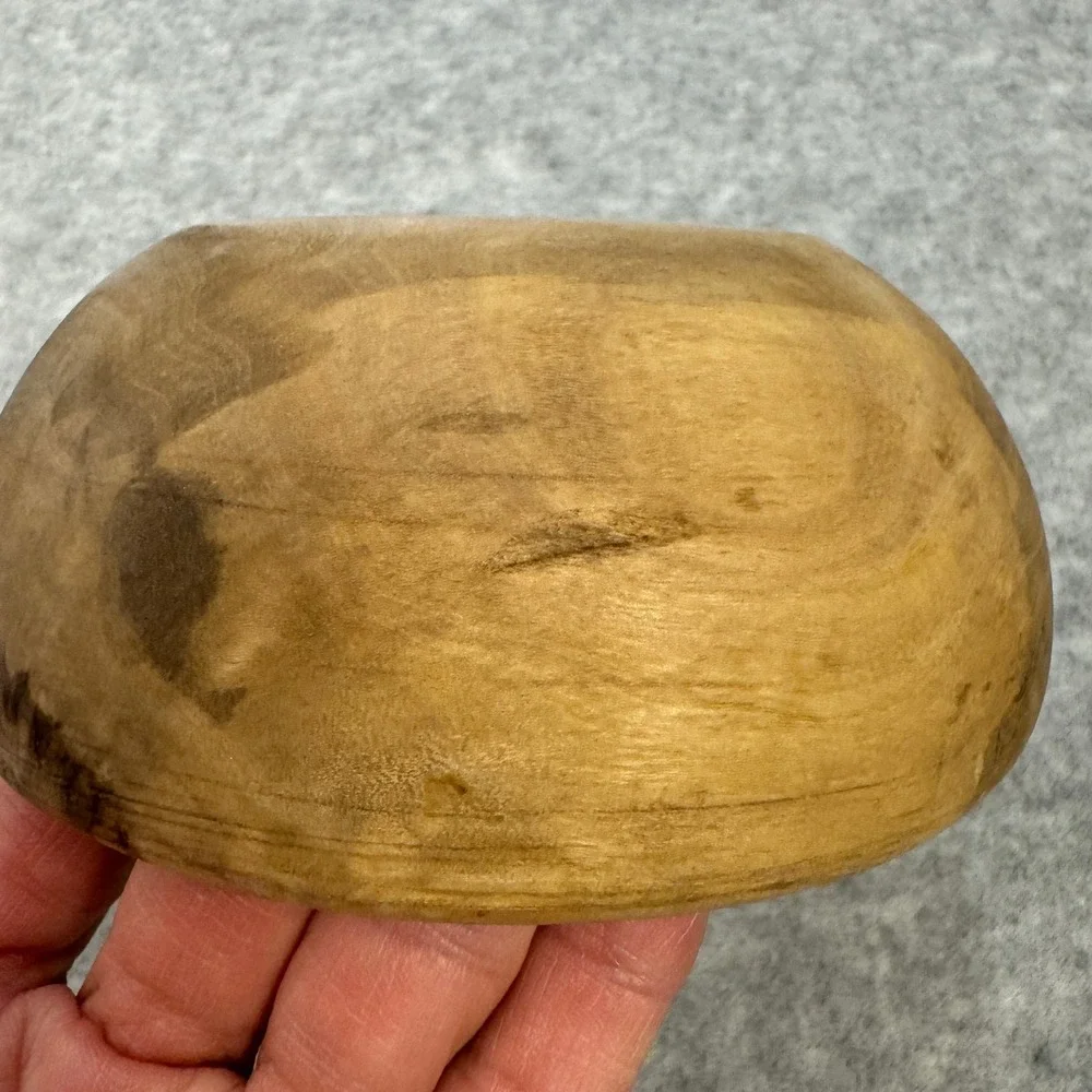 Handcrafted Olive Wood Round 4.5 in Small Rustic Trinket Snack Condiment Bowl